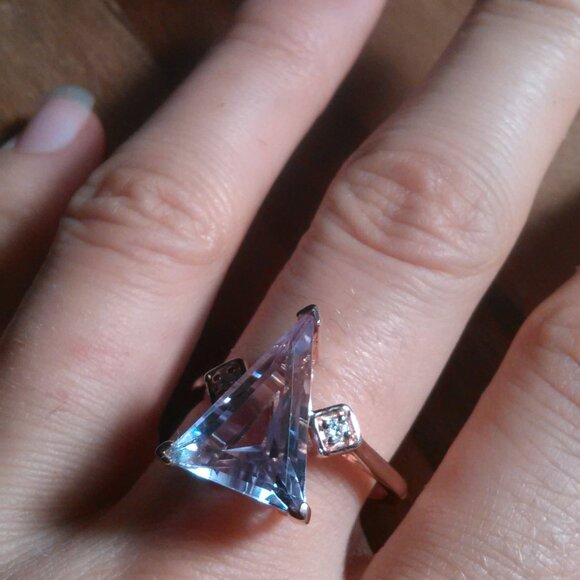 Rose De France Amethyst Moissanite Rose Gold over Sterling Silver Ring (Size 10) - Picture 2 of 12